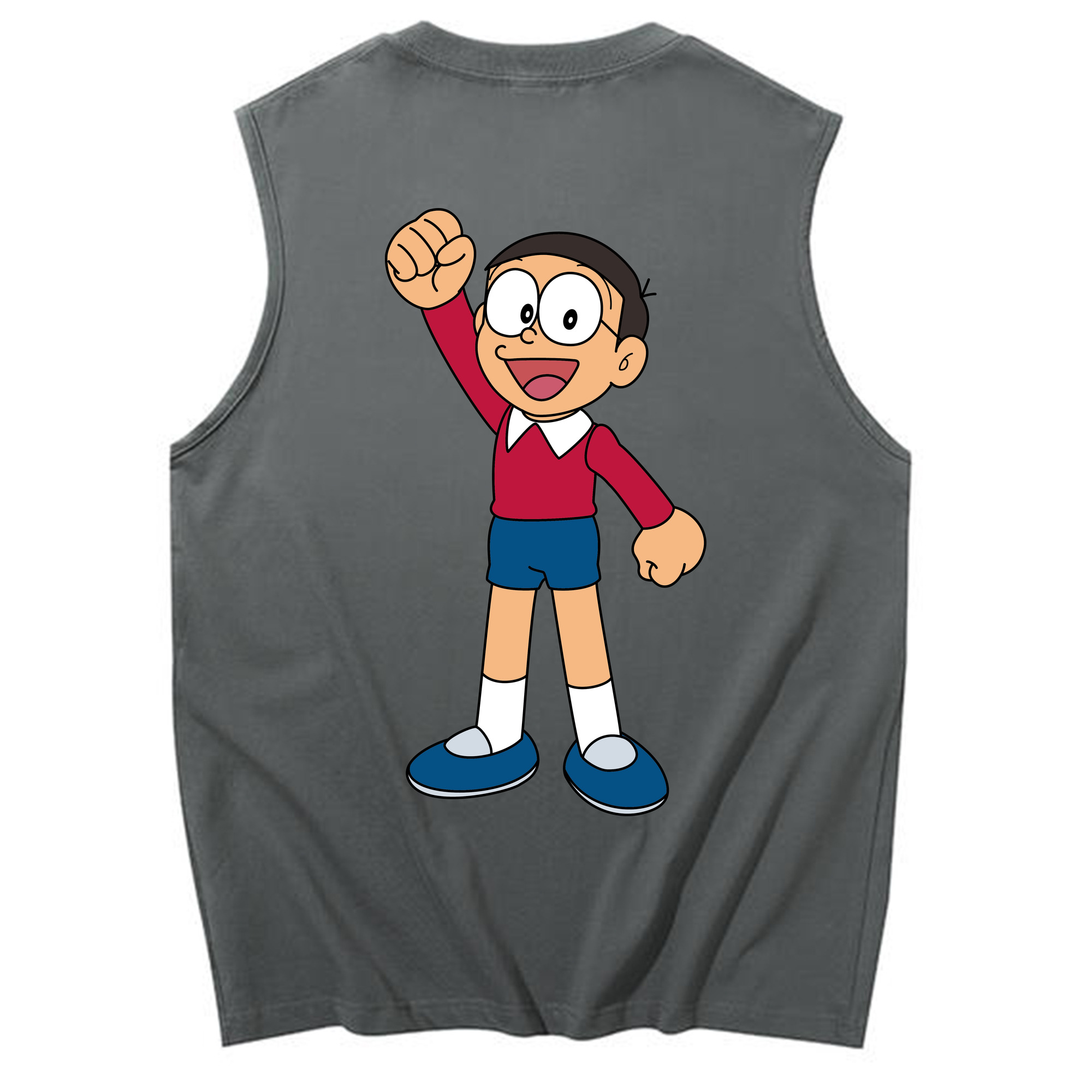 （画像用） ドラえもん 野比 のび太 Doraemon Nobita Nobi コットン100％タンクトップ（背面プリント）